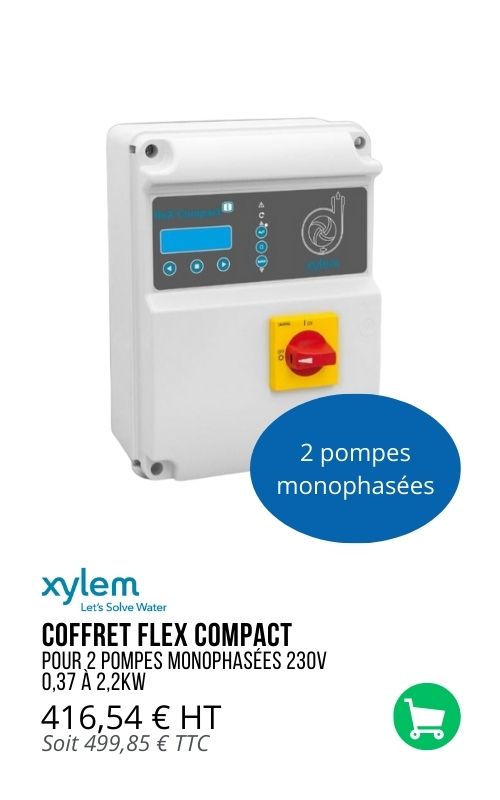 COFFRET FLEX COMPACT pour 2 POMPEs MONOPHASÉEs 230V 0,37 à 2,2KW
